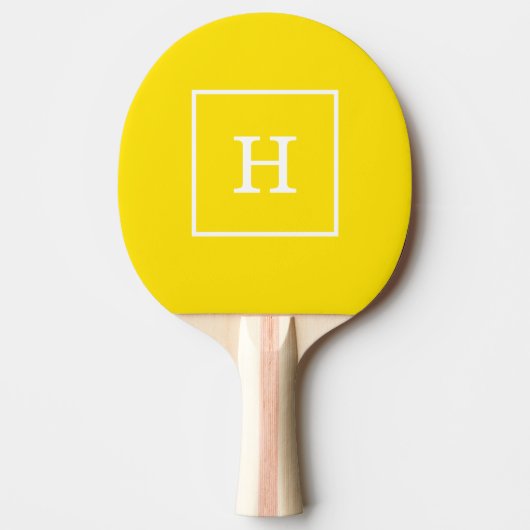 Geel wit omgevormd Initiaal monogram Tafeltennisbatje (Voorkant)