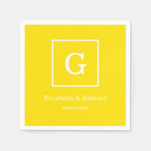 Geel Wit Omlijst Initieel Monogram Servetten