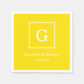 Geel Wit Ontworpen Aanvankelijk Monogram Servetten (Voorkant)