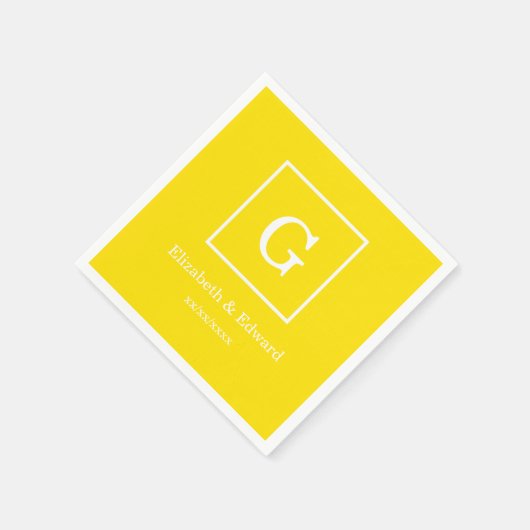 Geel Wit Ontworpen Aanvankelijk Monogram Servetten (Hoek)
