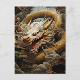 Geel & Wit Oostelijke Drakenillustratie Briefkaart