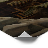 Geel & Wit Oostelijke Drakenillustratie Print/ Poster (Hoek)