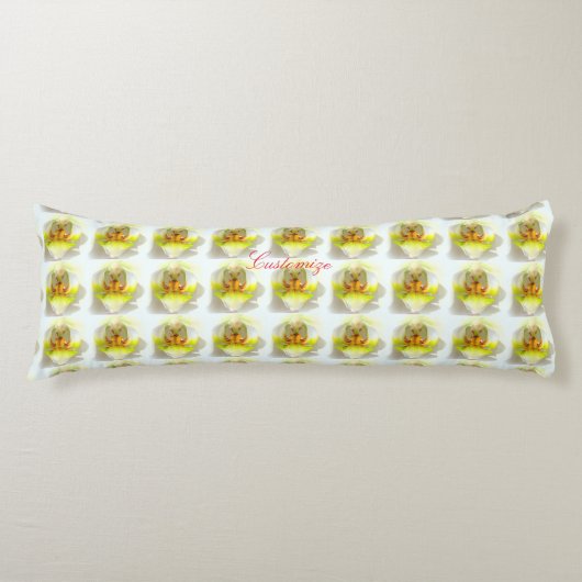 geel wit orchideeën floreel patroon lichaamskussen (Voorkant)