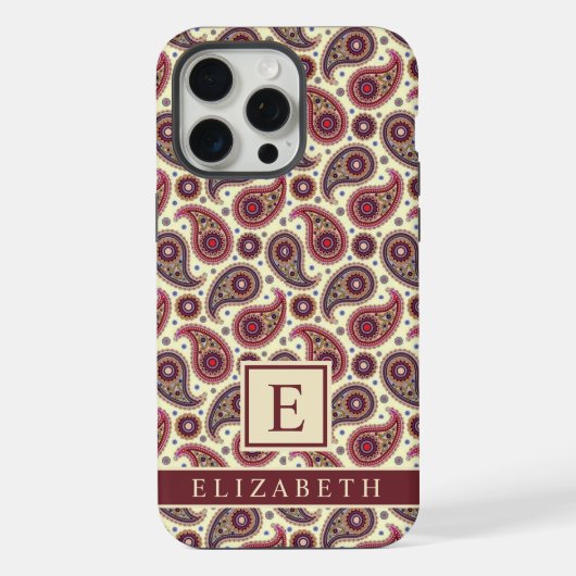 Geel Wit Paarse Rode Paisley iPhone Hoesje (Achterkant)
