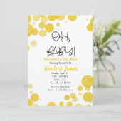 Geel & Wit Polka Dot Bubbles OH Baby shower Kaart (Staand voorkant)