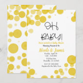 Geel & Wit Polka Dot Bubbles OH Baby shower Kaart (Voorkant / Achterkant)