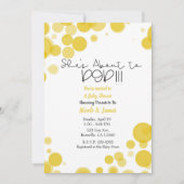 Geel wit Polka Dot Bubbles Ze staat op het punt om Kaart (Voorkant)