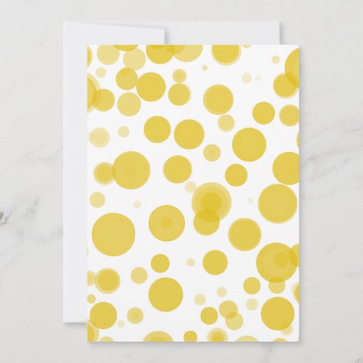 Geel wit Polka Dot Bubbles Ze staat op het punt om Kaart (Achterkant)