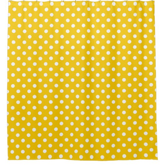 Geel Wit Polka Dots Design Douchegordijn (Voorkant)