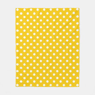 Geel Wit Polka Dots Design Fleece Deken