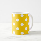 Geel Wit Polka Dots Design Koffiemok (Voorkant rechts)