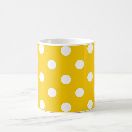 Geel Wit Polka Dots Design Koffiemok (Center)