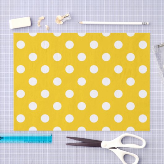 Geel Wit Polka Dots Design Tissuepapier (Craft)