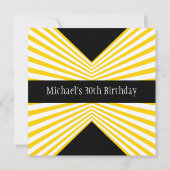 Geel & Wit Retro Stripes met Zwarte Verjaardag Kaart (Achterkant)