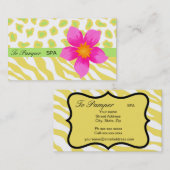 Geel, wit, roze en groene Zebra & Cheetah Huid Visitekaartje (Voorkant / Achterkant)