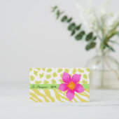 Geel, wit, roze en groene Zebra & Cheetah Huid Visitekaartje (Staand voorkant)