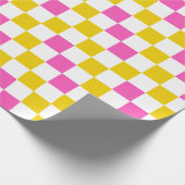 Geel Wit Roze Geruit Ontwerp Cadeaupapier (Hoek)