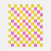 Geel Wit Roze Geruit Ontwerp  Fleece Deken (Voorkant)
