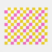Geel Wit Roze Geruit Ontwerp  Fleece Deken (Voorkant (Horizontaal))