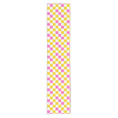 Geel Wit Roze Geruit Ontwerp  Korte Tafelloper (Voorkant)
