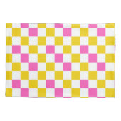Geel Wit Roze Geruit Ontwerp  Kussensloop (Achterkant)