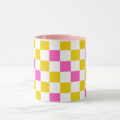 Geel Wit Roze Geruit Ontwerp  Mok (Midden)