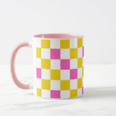Geel Wit Roze Geruit Ontwerp  Mok (Links)