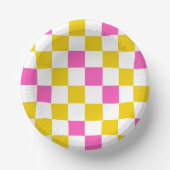 Geel Wit Roze Geruit Ontwerp  Papieren Kommen (Voorkant)