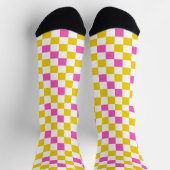 Geel Wit Roze Geruit Ontwerp Sokken (Top)