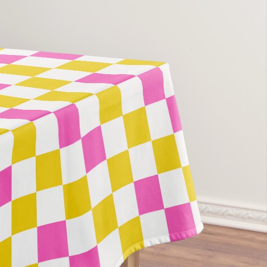 Geel Wit Roze Geruit Ontwerp  Tafelkleed (Voorbeeld)