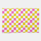 Geel Wit Roze Geruit Ontwerp  Theedoek (Horizontaal)