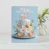 Geel Wit Roze Suiker Wildbloemen Verjaardag Kaart (Staand voorkant)