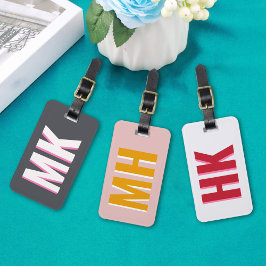 Geel & Wit Schaduw Monogramme Meisjesreis Bagagelabel