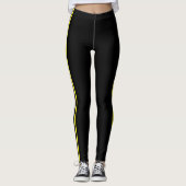 Geel Wit Side Stripe Zwart Leggings Uw kleur (Voorkant)