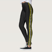 Geel Wit Side Stripe Zwart Leggings Uw kleur (Links)