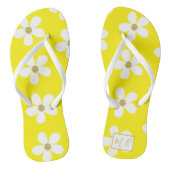 Geel wit Simple Daisy Gold Monogram Teenslippers (Voetbed)