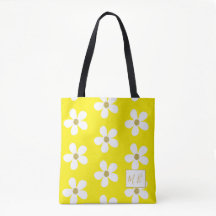 Geel wit Simple Daisy Gold Monogram