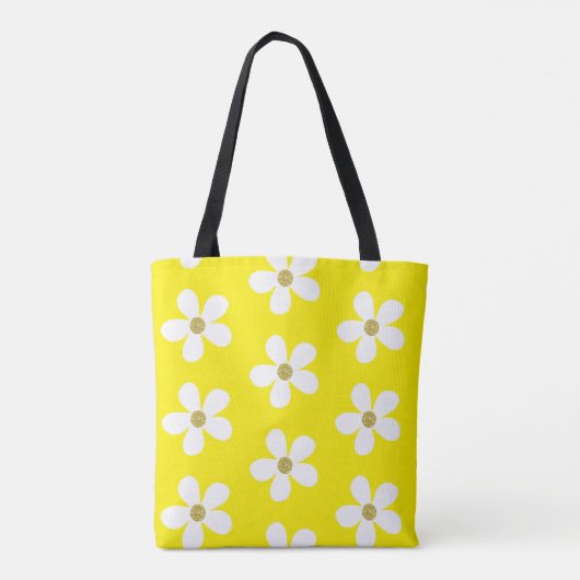 Geel wit Simple Daisy Gold Monogram Tote Bag (Achterkant)
