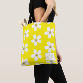 Geel wit Simple Daisy Gold Monogram Tote Bag (Dichtbij)