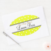 Geel & Wit Stippen-Zakelijk Voedseletiket Ovale Sticker (Envelop)