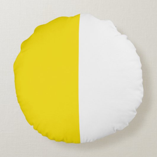 Geel Wit Twee Kleur Tone Half Split Rond Kussen (Achterkant)