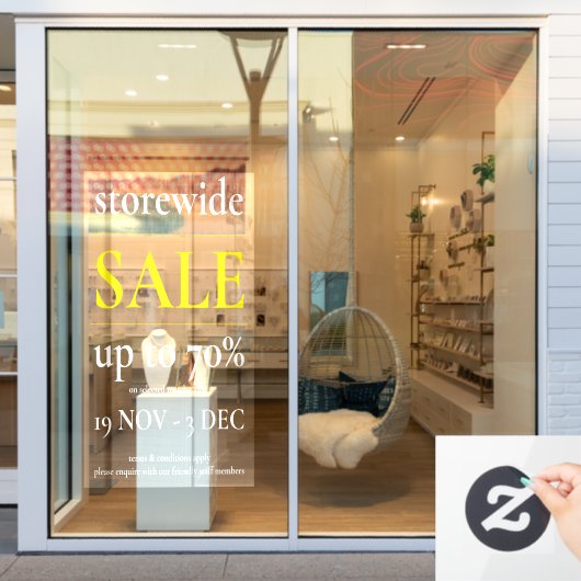 Geel wit verkoopvenster Onderteken Classy Professi Raamsticker (Winkelraam)