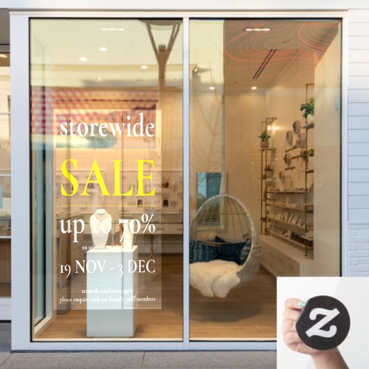 Geel wit verkoopvenster Onderteken Classy Professi Raamsticker (Winkelraam)