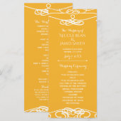 Geel & Wit Vintage Elegant Trouwprogramma Programmakaart (Voorkant / Achterkant)