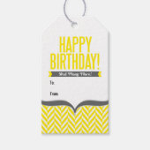 Geel wit visgraat verjaardagscadeau Labels Cadeaulabel (Voorkant)