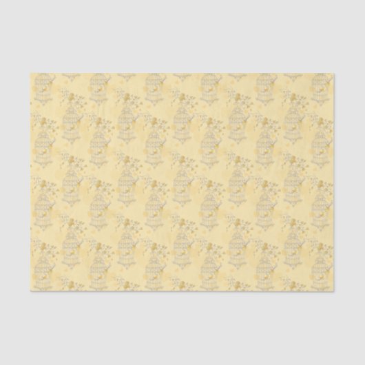 Geel wit vogelkooi, papier voor de harten (Voorkant)