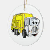 Geel Wit Vuilniswagen Cartoon Keramisch Ornament (Links)