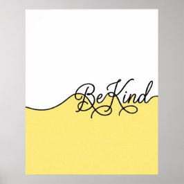 Geel & Wit Wees Vriendelijk Cursief Muurprint Poster