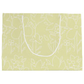 Geel Wit Wildflowers Patroon Monogrammed Groot Cadeauzakje (Achterkant)