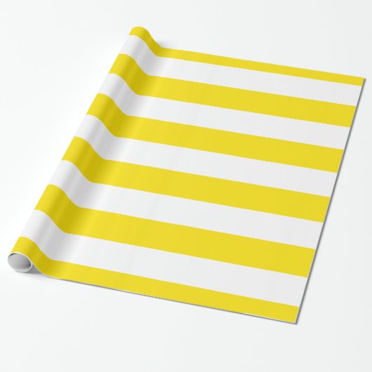Geel, Wit XL Strepenpatroon Cadeaupapier (Uitgerold)